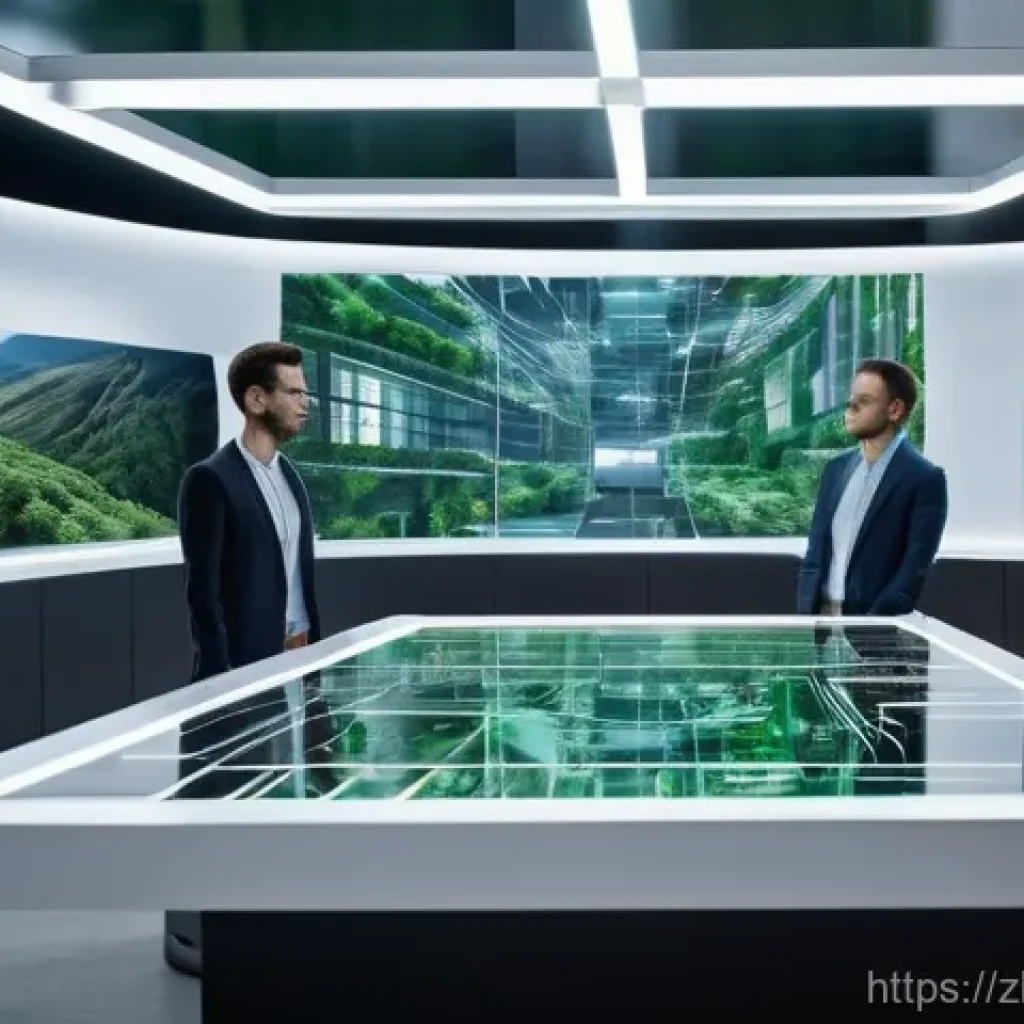 건축산업분야에서의 인공지능 활용 사례 - **AI-Powered Architectural Design Collaboration**
A wide-angle, photorealistic image of a bright...