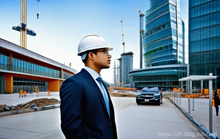 건축산업기사와 글로벌 자격증 비교 - **Prompt:** A determined male architect or engineer, dressed in a sharp business suit, stands confid...